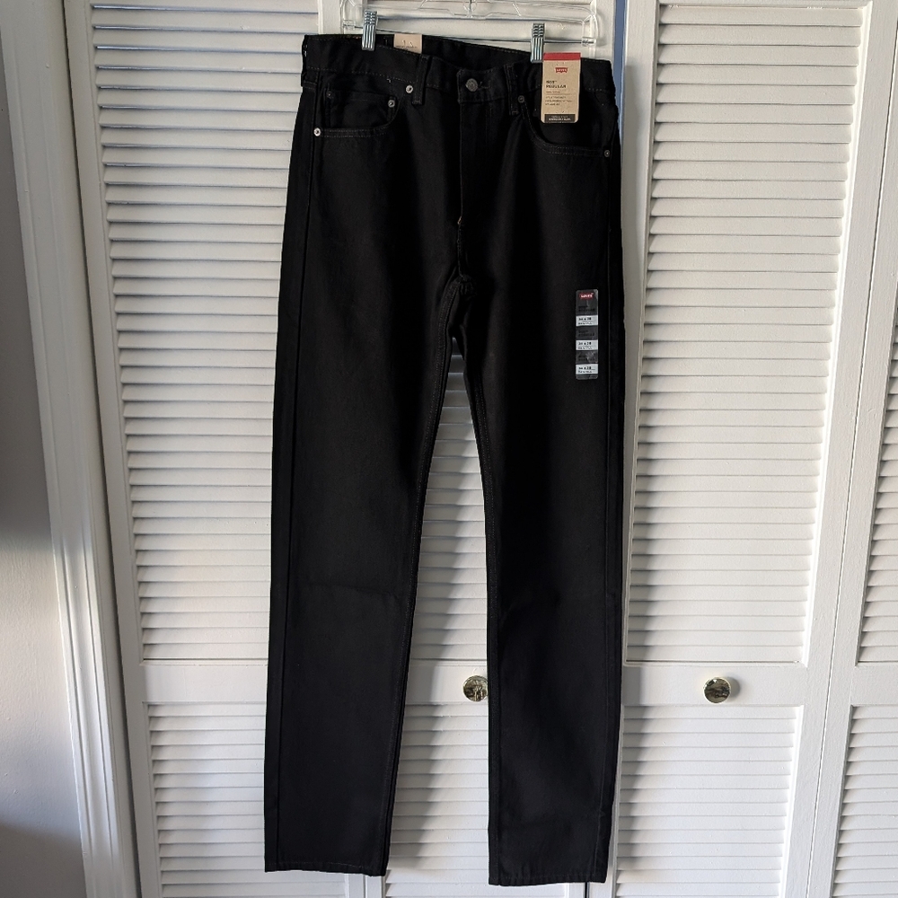 NWT Levi's Big & Tall 505 Regular Fit Black Jeans 34x38